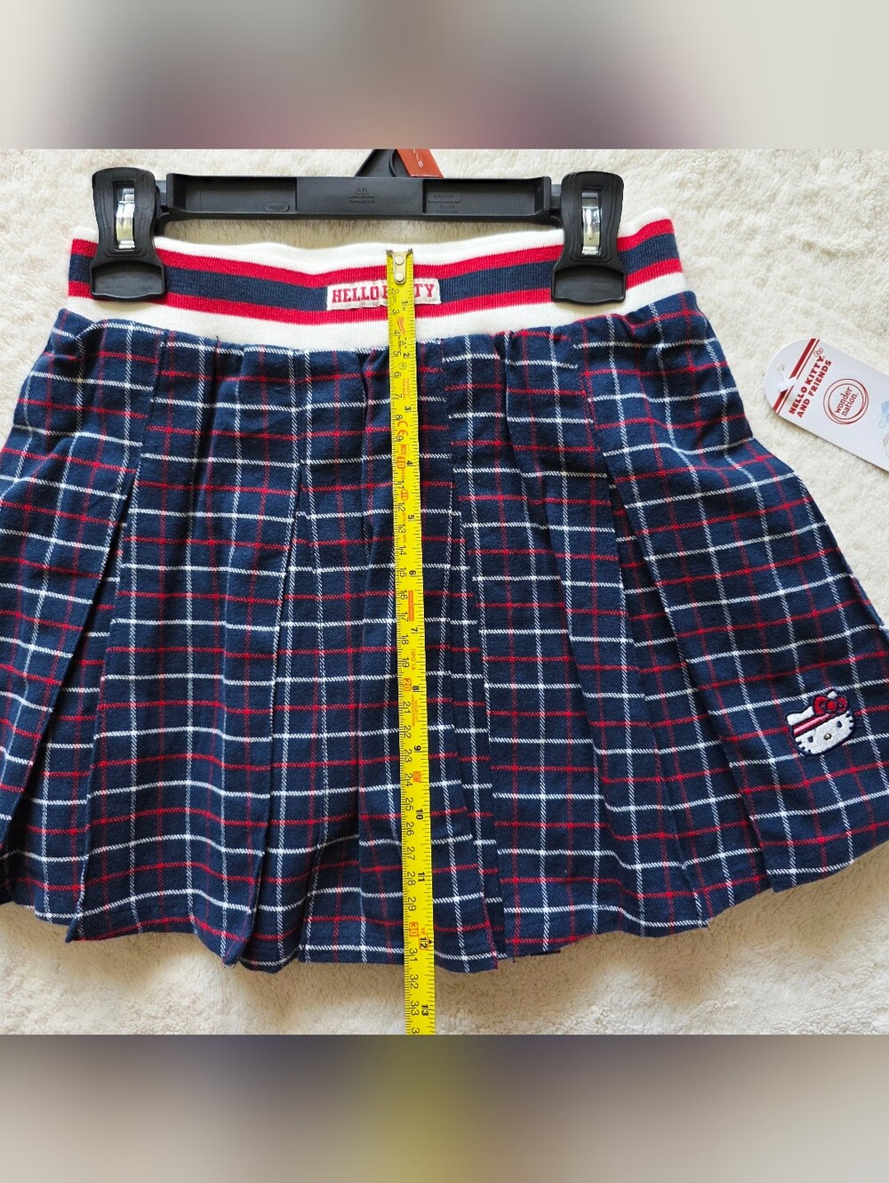 New Sanrio Hello Kitty Girls Cotton Plaid Pleated Skort, summer / back to school - Picture 5 of 8